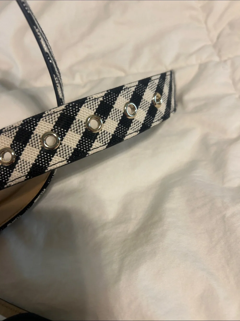 NWOT Talbots xL Black/White Plaid Belt with Round Buckle